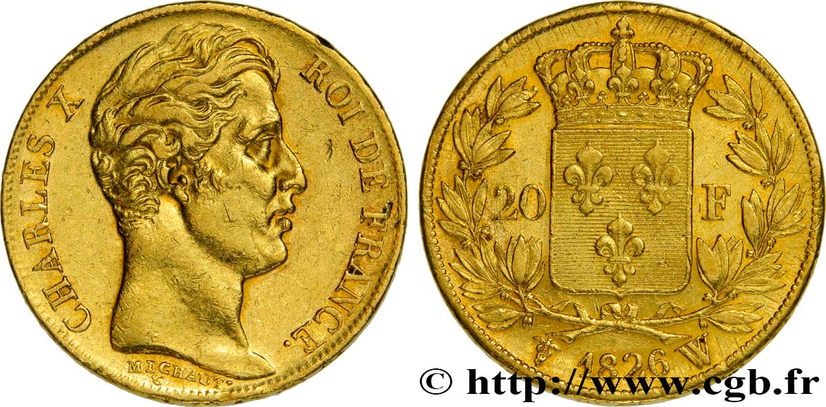 20 francs or Charles X 1826 Lille F.520/5 TTB48 