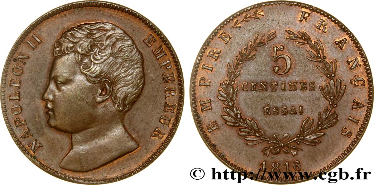Essai de 5 centimes en bronze 1816  VG.2413  AU58 