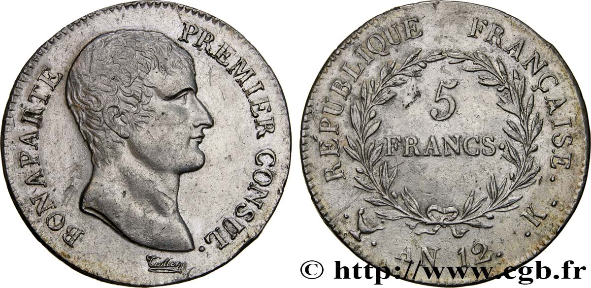 5 francs Bonaparte Premier Consul 1804 Bordeaux F.301/17 TTB52 