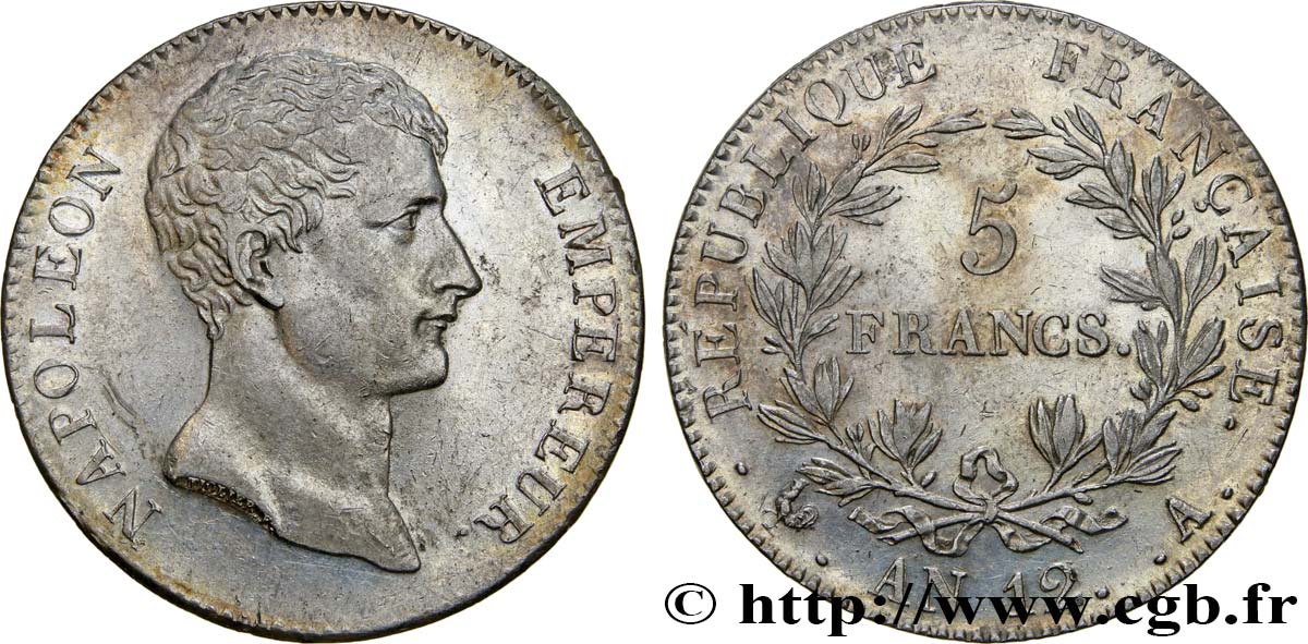 5 francs Napoléon Empereur, type intermédiaire 1804 Paris F.302/1 SS54 