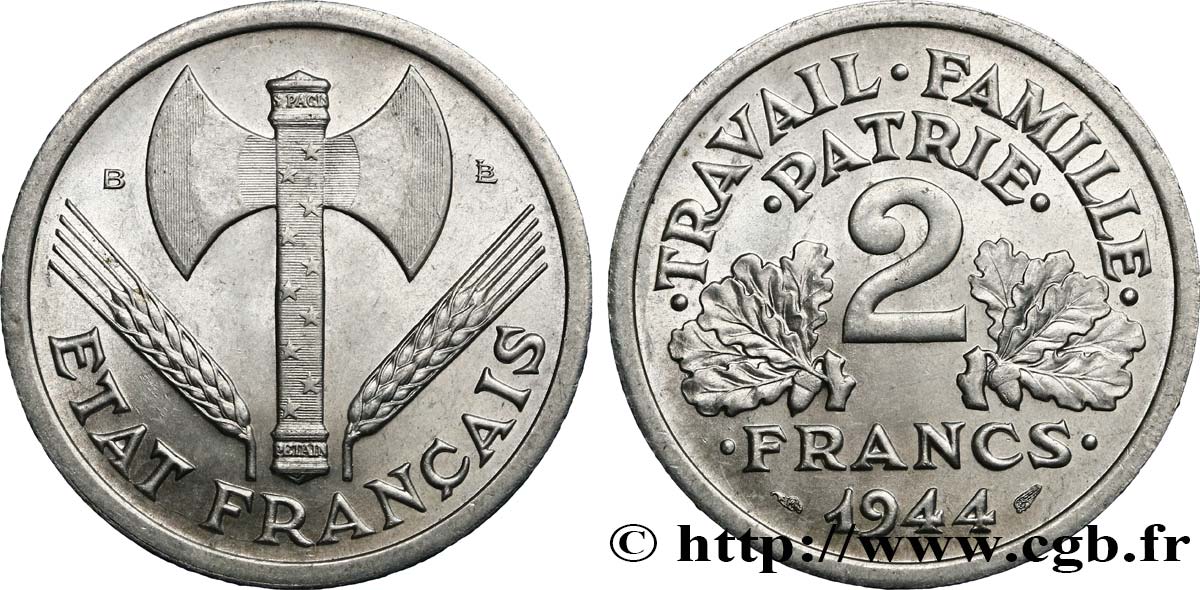 2 francs Francisque 1944 Beaumont-Le-Roger F.270/5 SUP62 