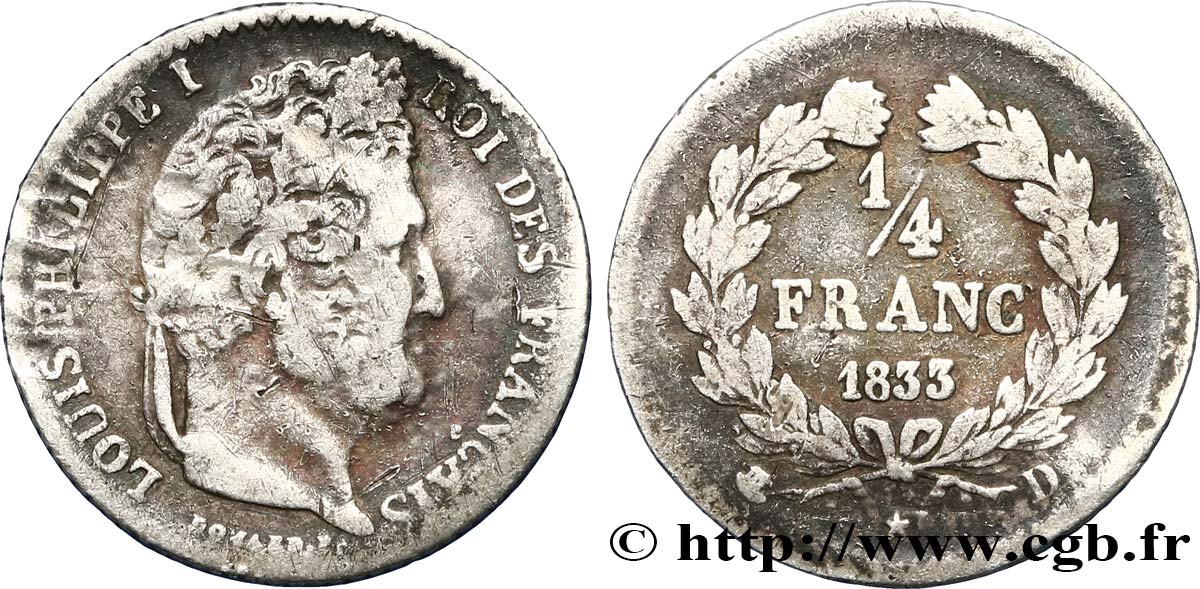 1/4 franc Louis-Philippe 1833 Lyon F.166/32 F15 