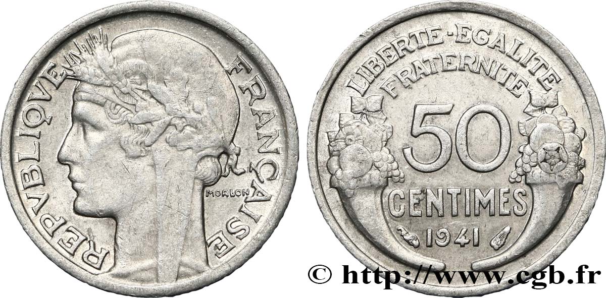 50 centimes Morlon, légère 1941  F.194/2 XF45 
