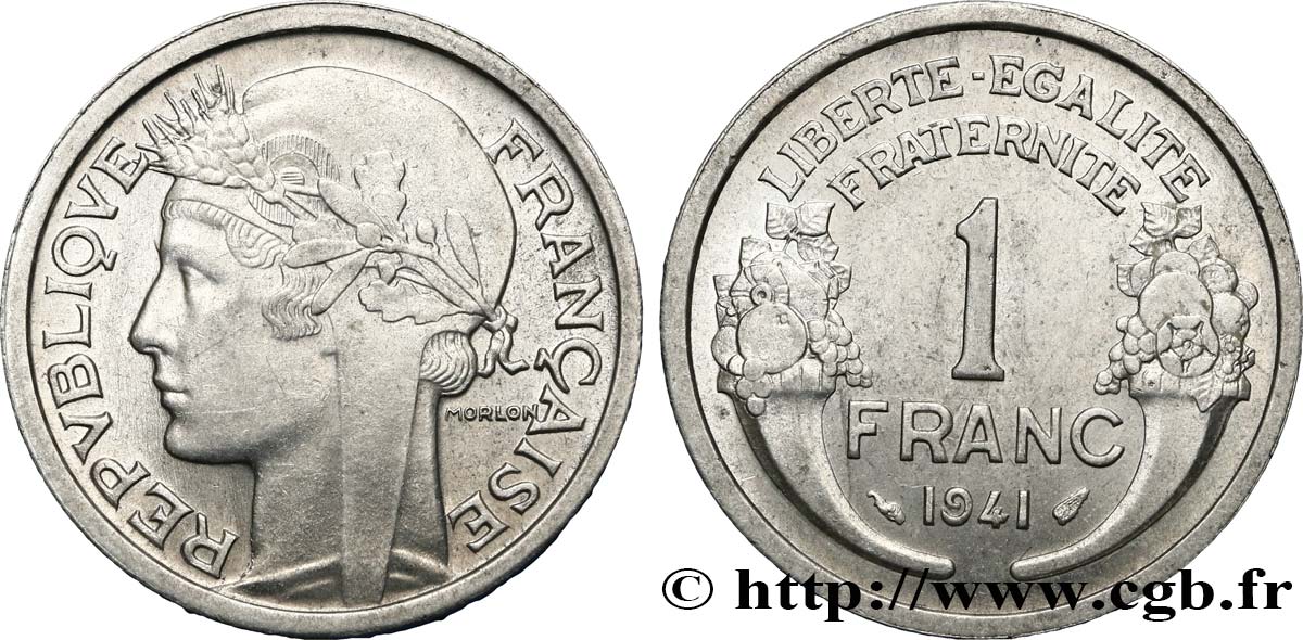 1 franc Morlon, lourde 1941 Paris F.220/2 MS62 