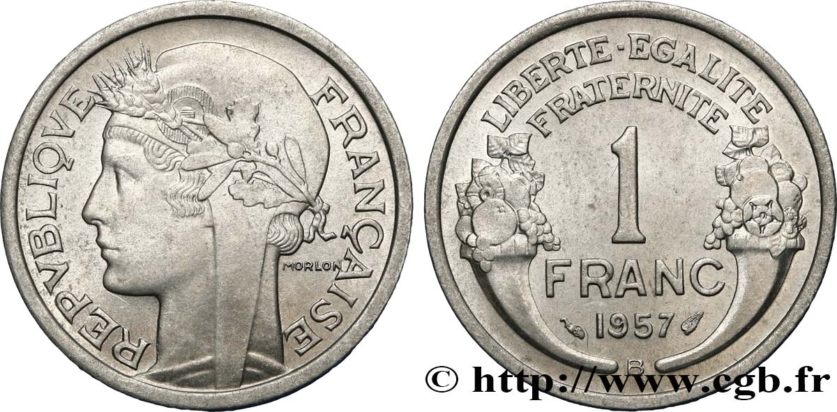 1 franc Morlon, légère 1957 Beaumont-Le-Roger F.221/20 MS63 