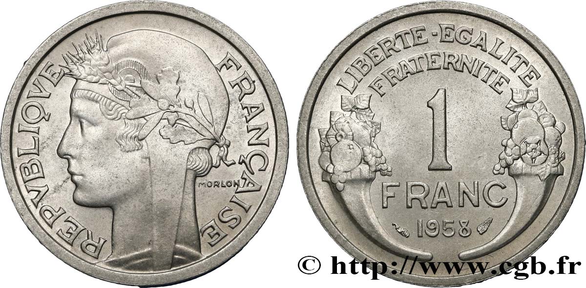 1 franc Morlon, légère 1958 F.221/21 SUP62