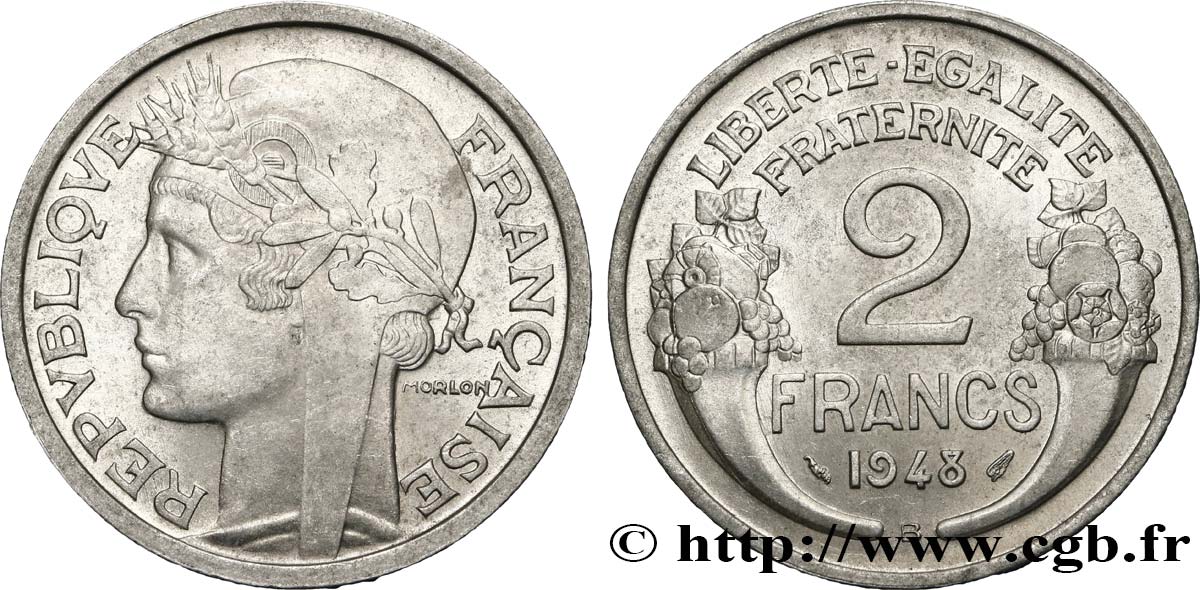 2 francs Morlon, aluminium 1948 Beaumont-Le-Roger F.269/13 MS62 