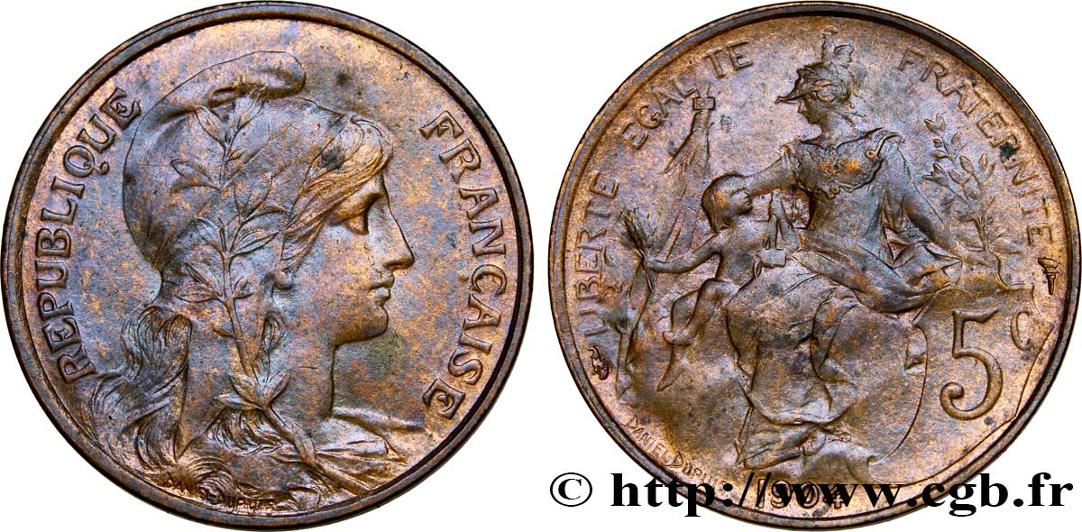5 centimes Daniel-Dupuis 1904  F.119/14 AU52 