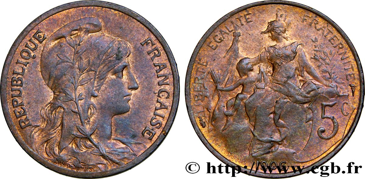 5 centimes Daniel-Dupuis 1906  F.119/16 AU50 