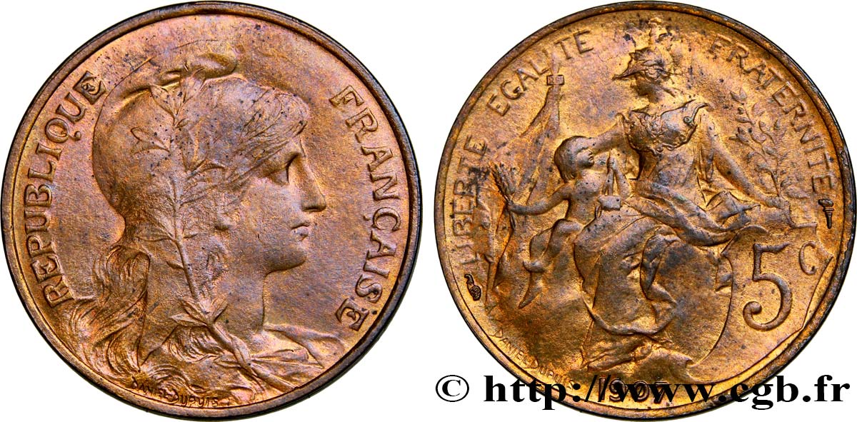 5 centimes Daniel-Dupuis 1907  F.119/17 AU54 