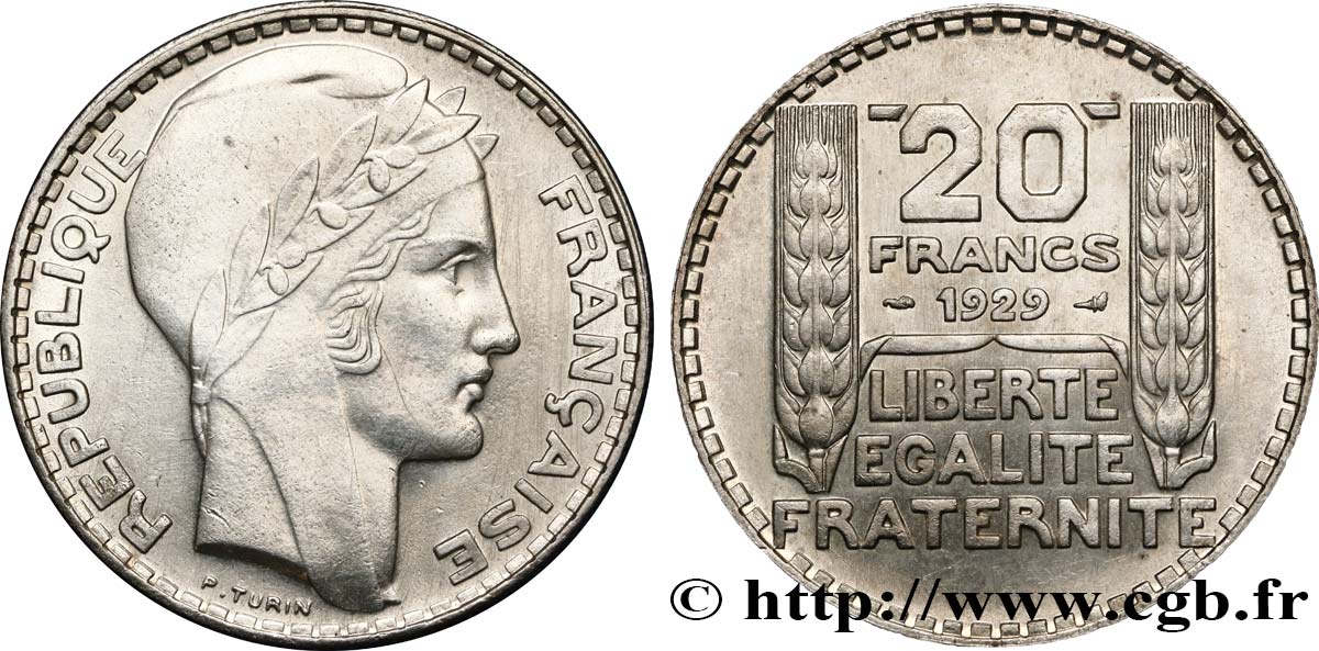 20 francs Turin 1929  F.400/2 AU55 