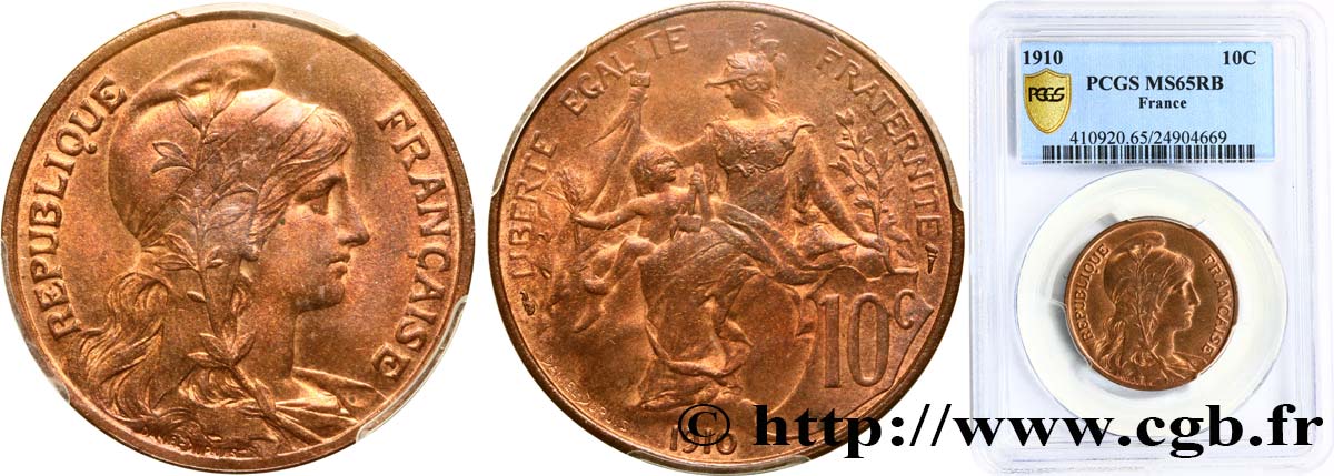 10 centimes Daniel-Dupuis 1910  F.136/19 FDC65 PCGS