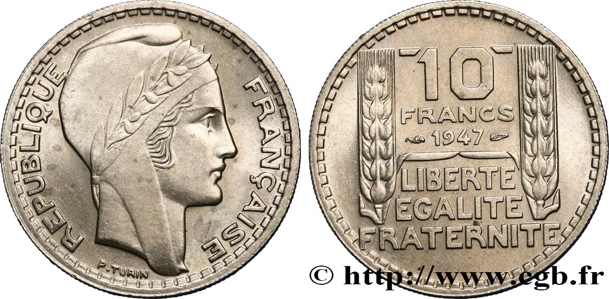 10 francs Turin, grosse tête 1947  F.361A/4 MS60 