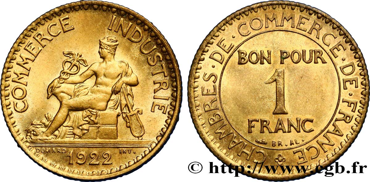 1 franc Chambres de Commerce 1922 Paris F.218/4 VZ62 