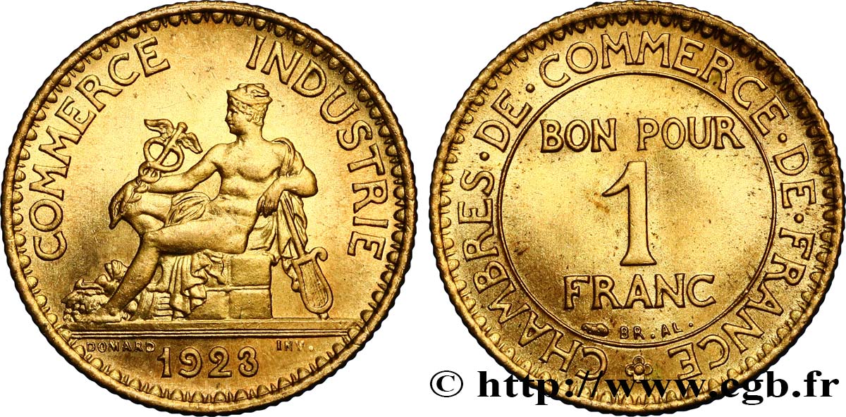 1 franc Chambres de Commerce 1923 Paris F.218/5 MS64 