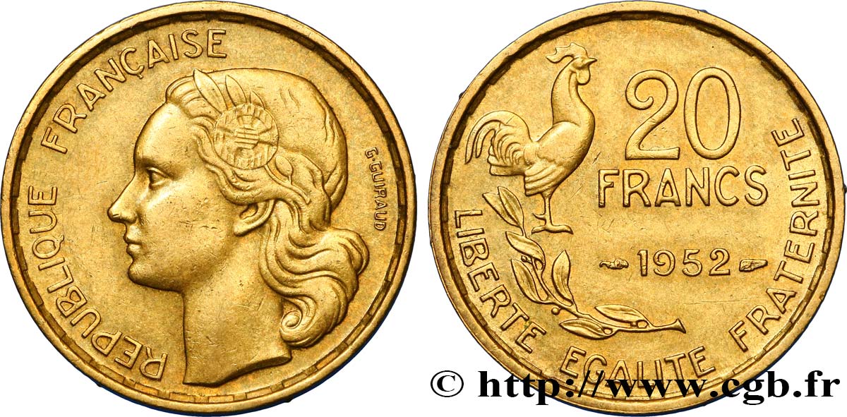 20 francs G. Guiraud 1952  F.402/9 AU53 