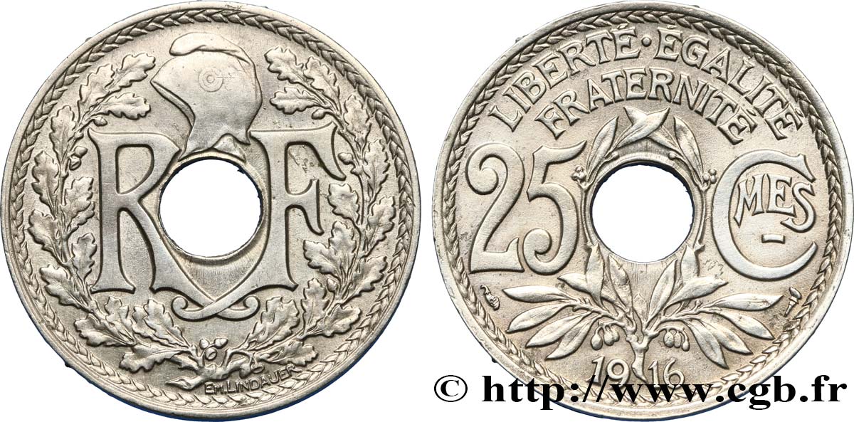 25 centimes Lindauer, Cmes souligné 1916 Paris F.170/4 BC25 