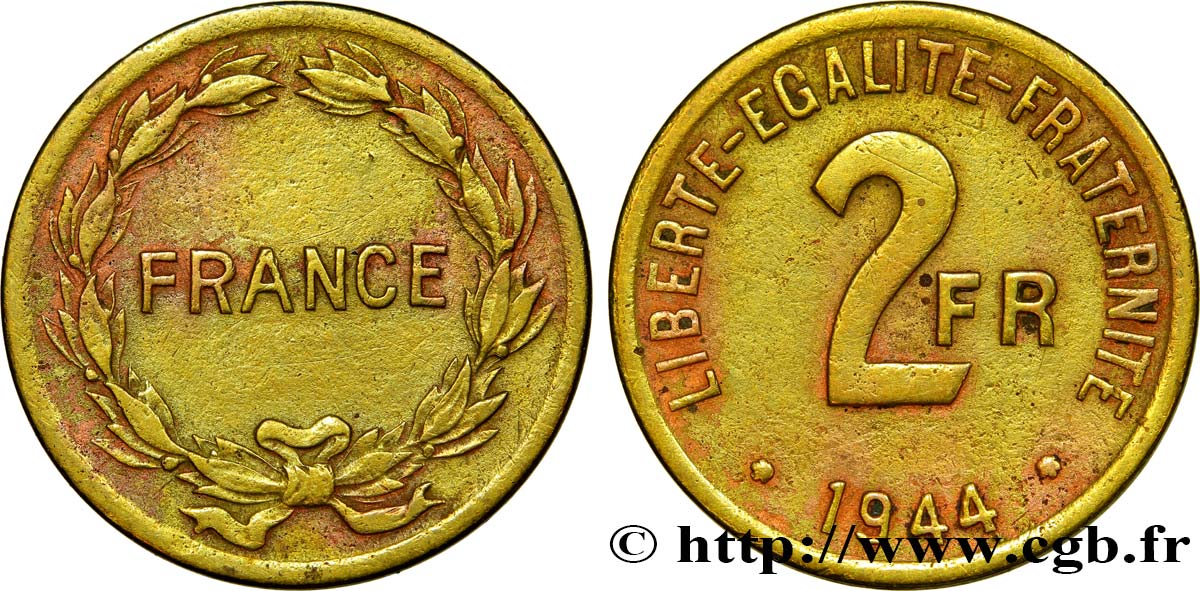 2 francs France 1944  F.271/1 BC30 