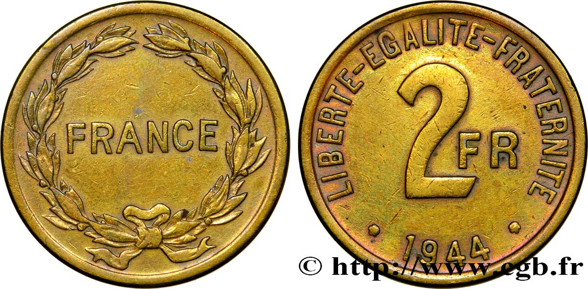 2 francs France 1944 F.271/1 TTB45