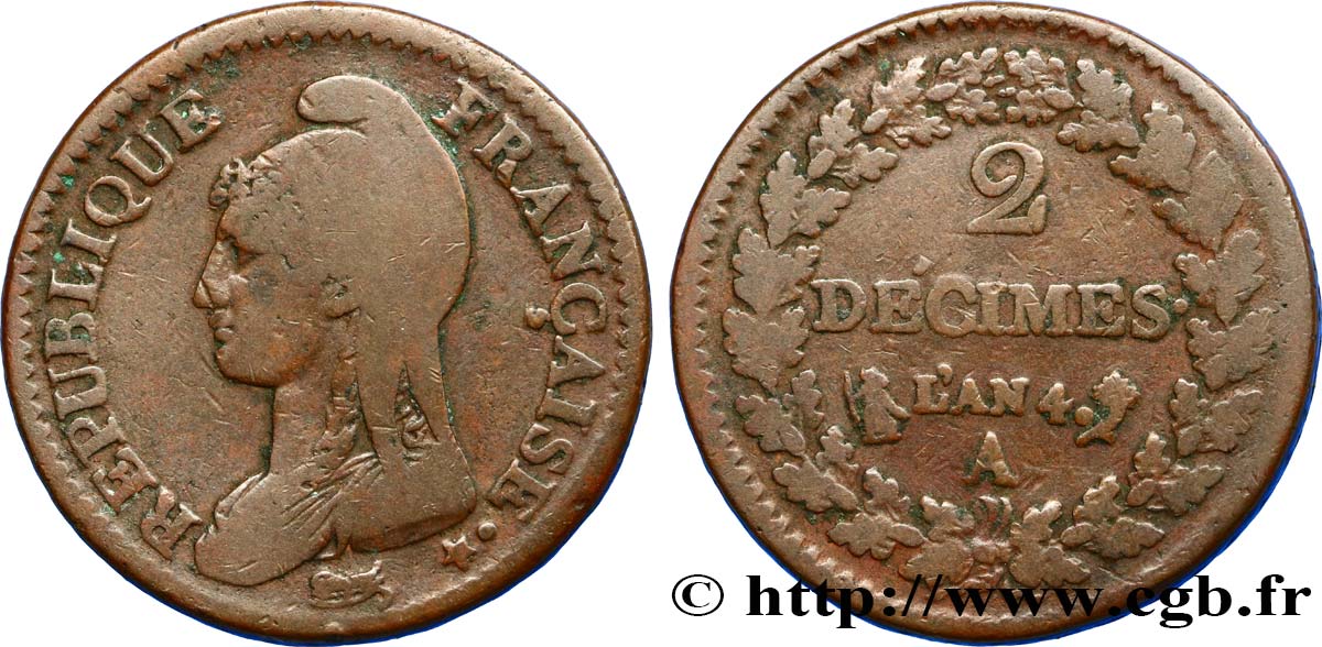 2 décimes Dupré 1796 Paris F.145/1 S30 