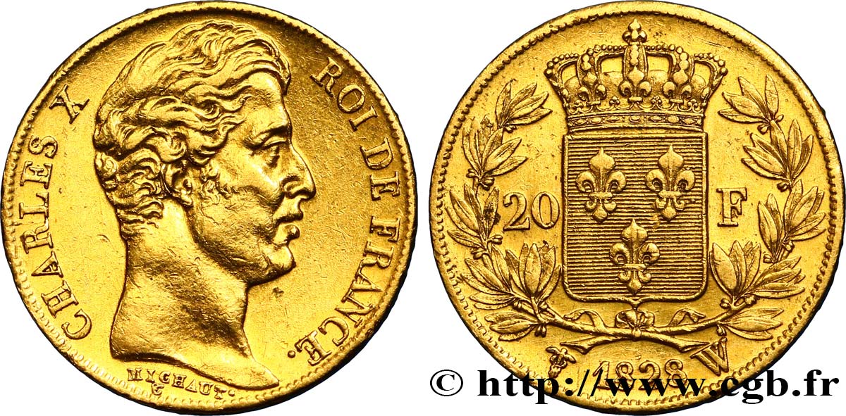20 francs or Charles X 1828 Lille F.521/4 TTB50 