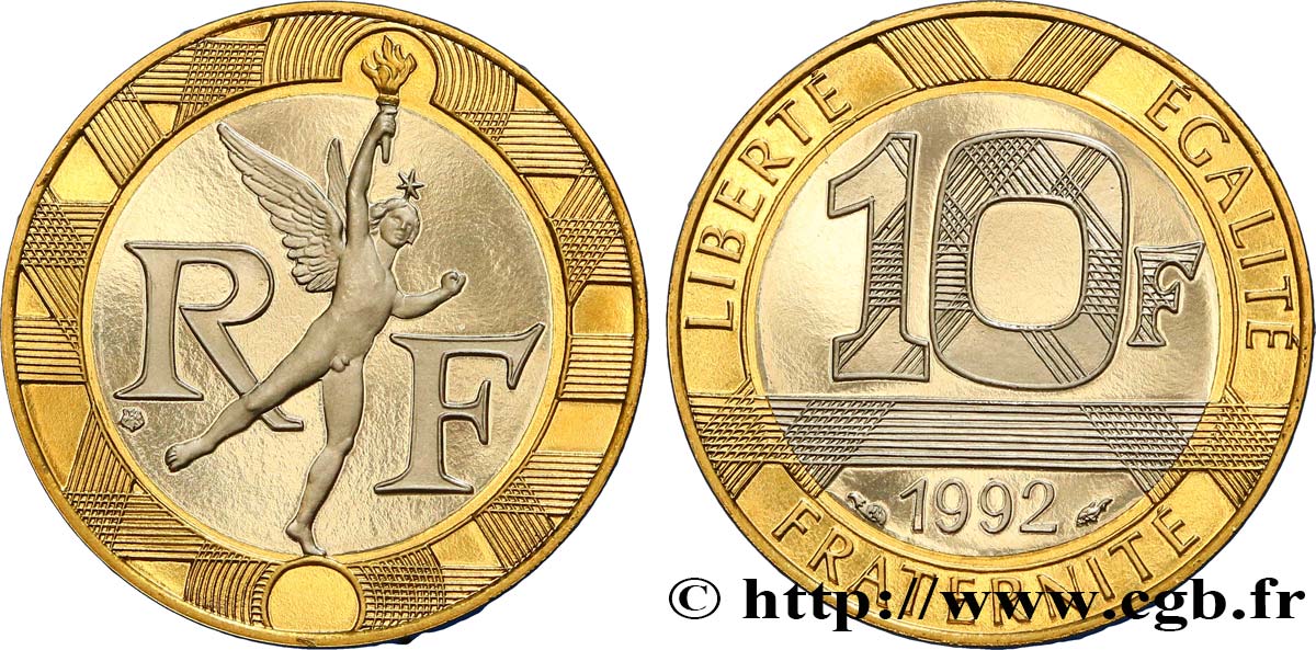 10 francs Génie de la Bastille, BE (Belle Épreuve) 1992 Pessac F.375/8 var. FDC