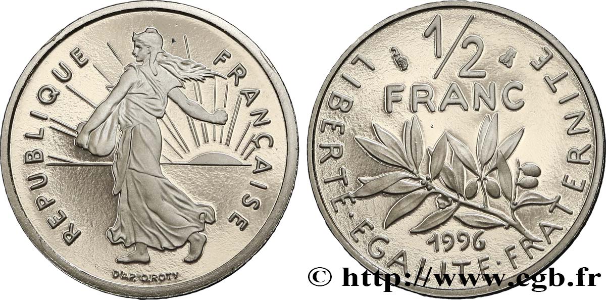 1/2 franc Semeuse, BE (Belle Épreuve) 1996 Pessac F.198/39 var. FDC