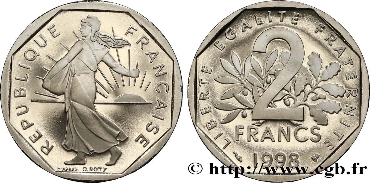 2 francs Semeuse, nickel, BE (Belle Épreuve) 1998 Pessac F.272/26 FDC 