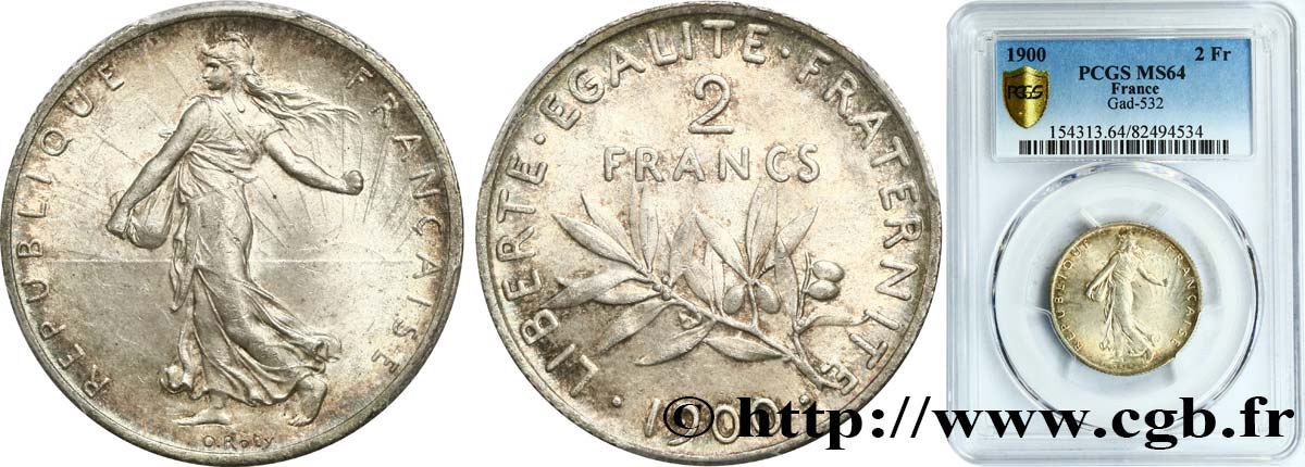 2 francs Semeuse 1900  F.266/4 SPL64 PCGS