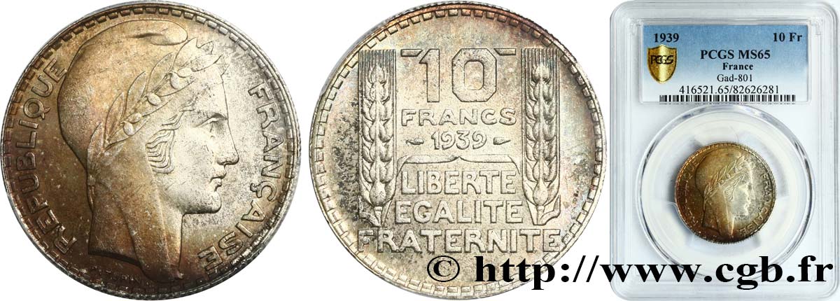 10 francs Turin 1939  F.360/10 MS65 PCGS