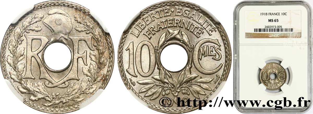 10 centimes Lindauer 1918  F.138/2 FDC65 NGC