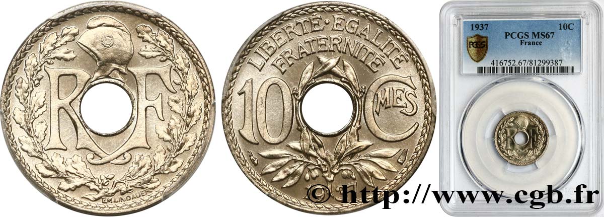 10 centimes Lindauer 1937  F.138/24 ST67 PCGS