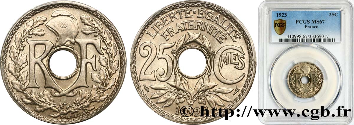 25 centimes Lindauer 1923  F.171/7 FDC67 PCGS