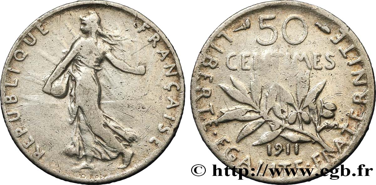 50 centimes Semeuse 1911 Paris F.190/18 S20