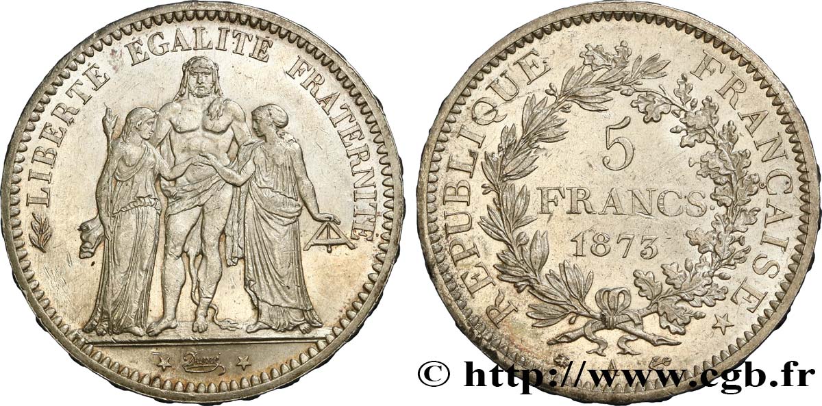 5 francs Hercule 1873 Paris F.334/9 SUP58 