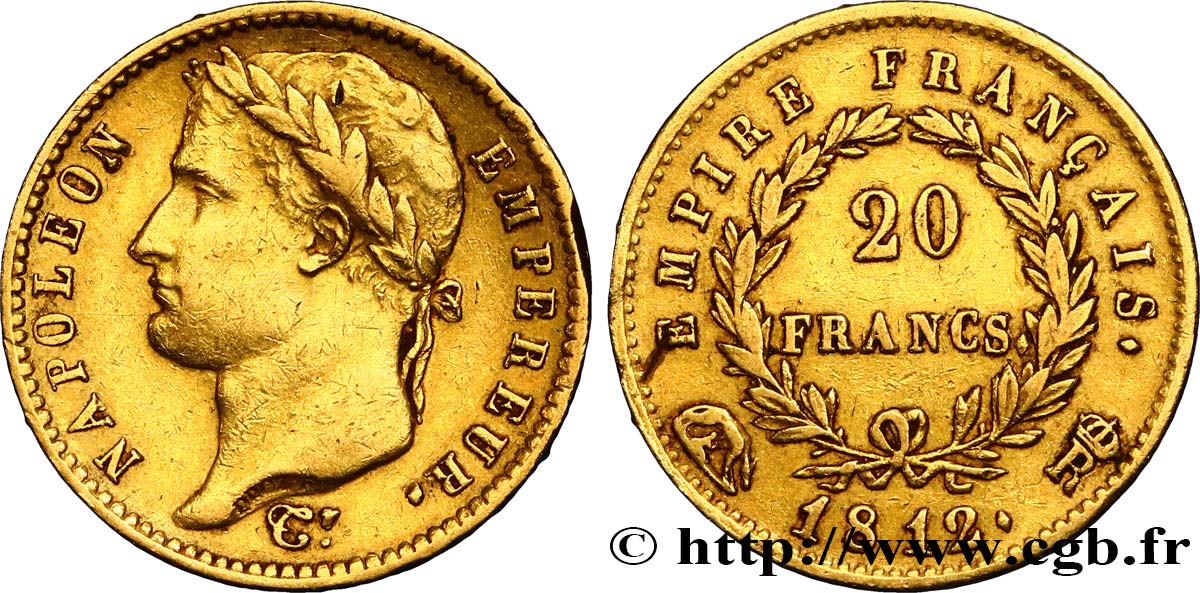 20 francs or Napoléon tête laurée, Empire français 1812 Rome F.516/27 TTB40 