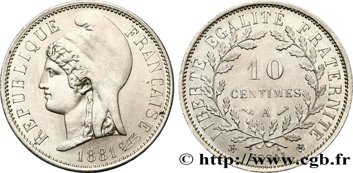 Essai de 10 centimes Dupré 1881 Paris GEM.26 2 ST65 