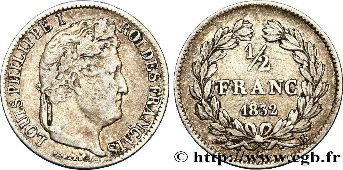 1/2 franc Louis-Philippe 1832 Strasbourg F.182/17 TB35 