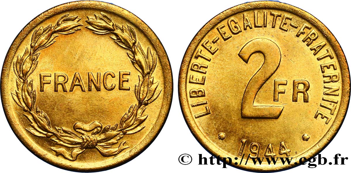2 francs France 1944  F.271/1 MS63 