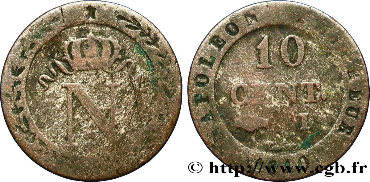 10 cent. à l N couronnée 1810 Limoges F.130/22 MB15 