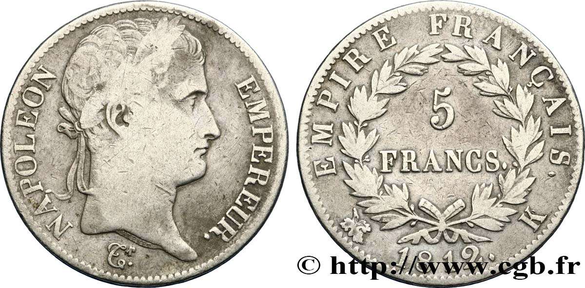 5 francs Napoléon Empereur, Empire français 1812 Bordeaux F.307/47 VF20 