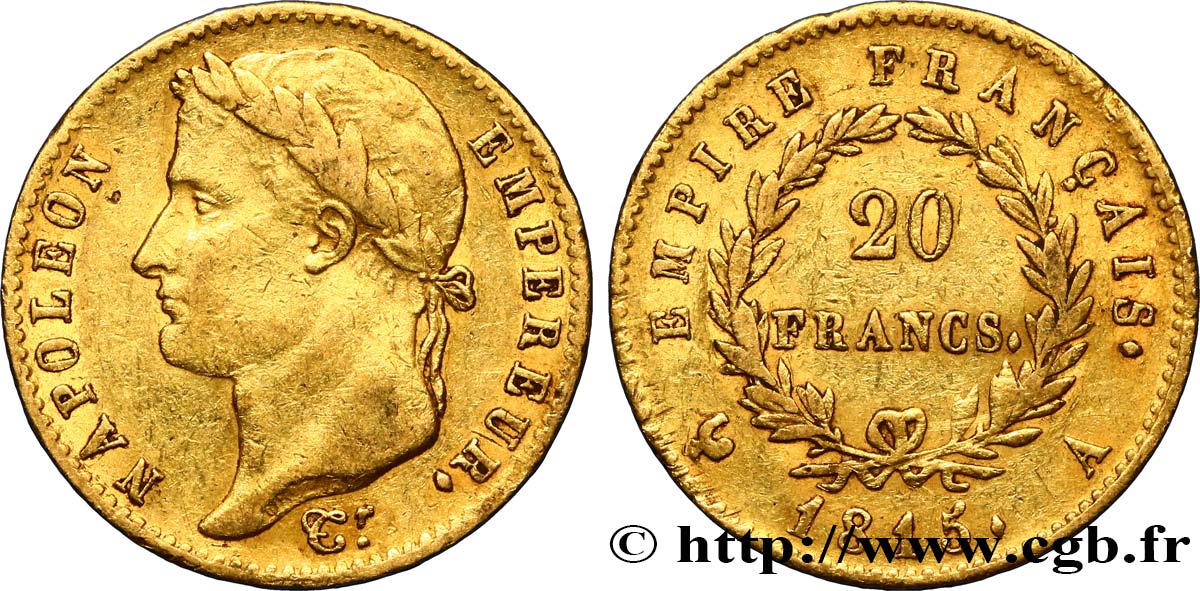 20 francs or Napoléon tête laurée, Cent-Jours 1815 Paris F.516A/1 VF38 