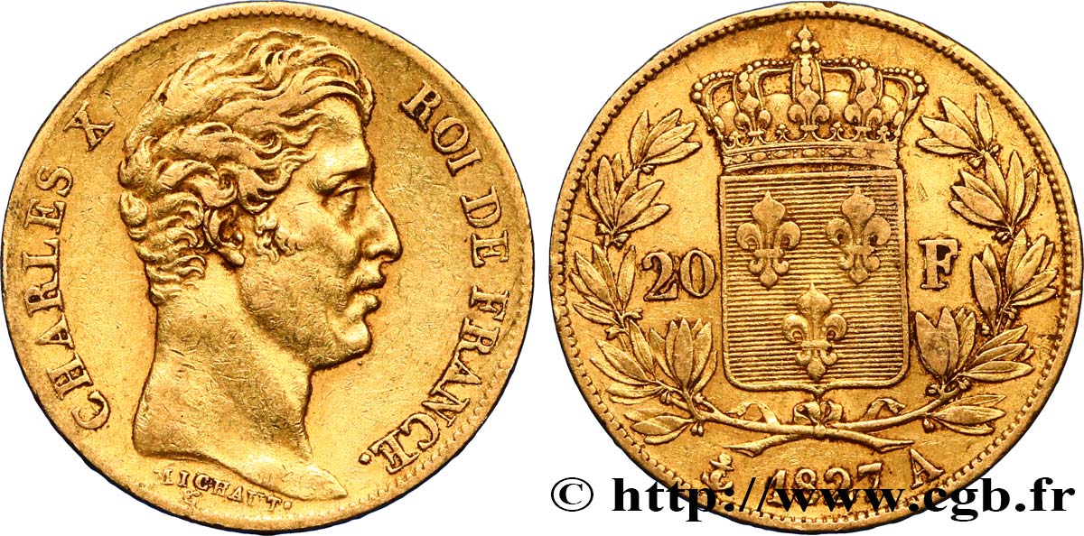 20 francs or Charles X 1827 Paris F.520/6 TTB40 