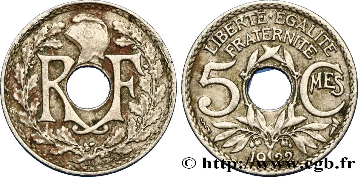 5 centimes Lindauer, petit module 1922 Poissy F.122/5 S25 