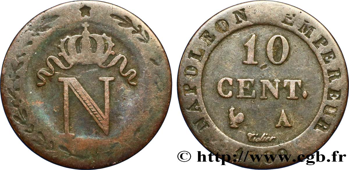 10 cent. à l N couronnée 1809 Paris F.130/10 S25 