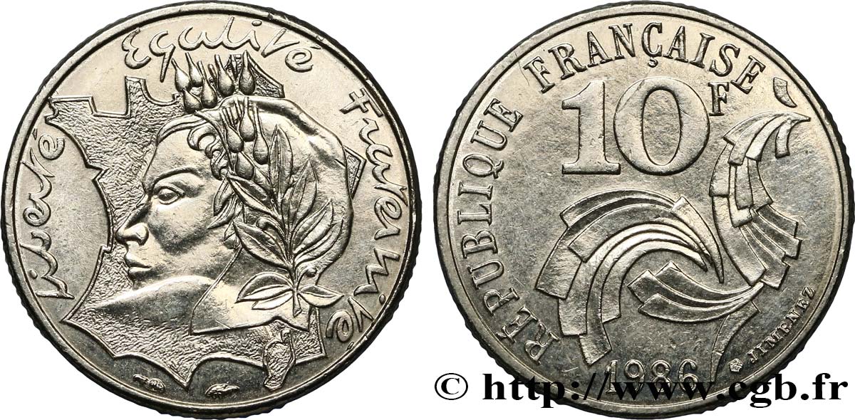 10 francs Jimenez 1986  F.373/3 AU50 
