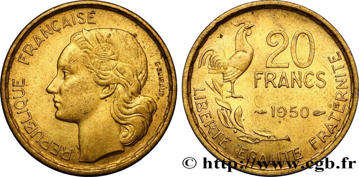 20 francs G. Guiraud 1950  F.402/3 AU58 