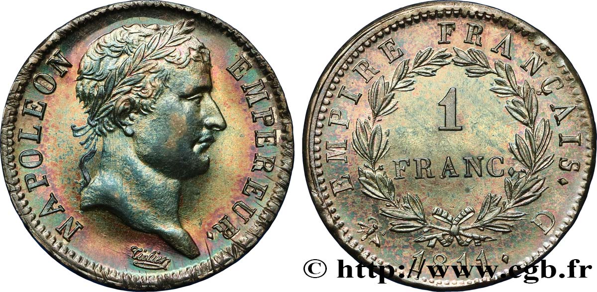1 franc Napoléon Ier tête laurée, Empire français 1811 Lyon F.205/31 SUP62 