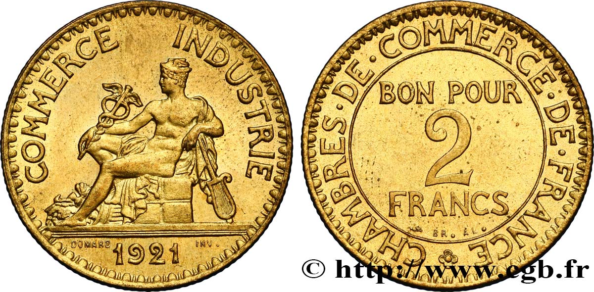 2 francs Chambres de Commerce 1921  F.267/3 MS63 