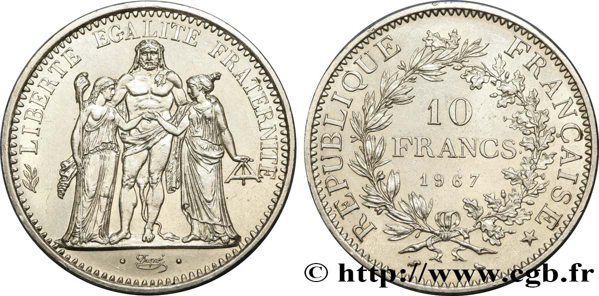 10 francs Hercule, accent sur le E de REPUBLIQUE 1967  F.364/6 SS50 